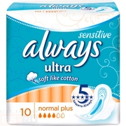 ALWAYS Ultra Sensitive Женские гигиенические прокладки Normal Plus10шт