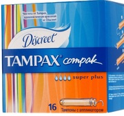 TAMPAX Compak Гигиенические Тампоны с апликатором Super Plus Duo 16шт