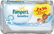 PAMPERS Детские салфетки Sensitive Сменный блок Duo 2х56