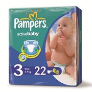 PAMPERS Детские подгузники Active Baby Midi (4-9 кг) Стандартная Упаковка 22