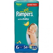 PAMPERS Детские подгузники Active Baby Extra Large (15+ кг) Джамбо Упаковка 54