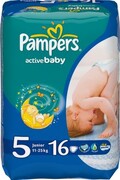 PAMPERS Детские подгузники Active Baby Junior (11-18 кг) Стандартная Упаковка 16