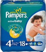 PAMPERS Детские подгузники Active Baby Maxi Plus (9-16 кг) Стандартная Упаковка 18