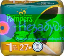 PAMPERS Детские подгузники New Baby Newborn (2-5 кг) Стандартная Упаковка 27