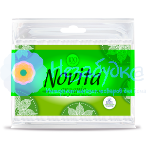 NOVITA Organic Палочки ватные в полиетиленовом пакете 100шт