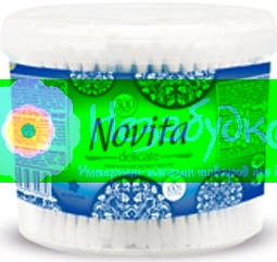 NOVITA Delicate Палочки ватные в круглой банке 300шт,