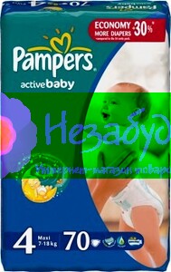 PAMPERS Детские подгузники Active Baby Maxi (7-14 кг) Джамбо Упаковка 76