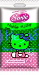 SMILE Влажные салфетки Hello Kitty в горошек 15шт, Еврослот