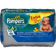 PAMPERS Детские салфетки Baby Fresh Сменный блок Duo 2х64