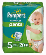 PAMPERS Детские подгузники Active Boy Junior Средняя Упаковка 20