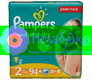 PAMPERS Детские подгузники New Baby-Dry Mini (3-6 кг) Джамбо Упаковка 94