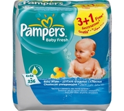 PAMPERS Детские салфетки Baby Fresh Сменный блок Quatro (3 + 1) x64