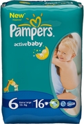 PAMPERS Детские подгузники Active Baby Extra Large (15 + кг) Стандартная Упаковка 16