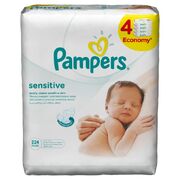 PAMPERS Детские влажные салфетки Sensitive Сменный блок 4x56