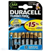 DURACELL TurboMax AAА Батарейки алкалиновые 1.5V LR03 8шт