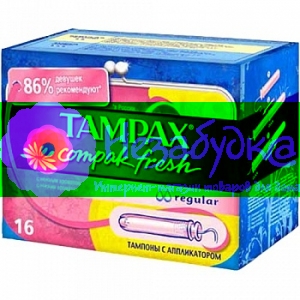 TAMPAX Compak Гигиенические Тампоны с апликатором Fresh Regular Duo 16шт