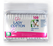 Lady Cotton Палочки ватные в полиетиленовом пакете 100шт,